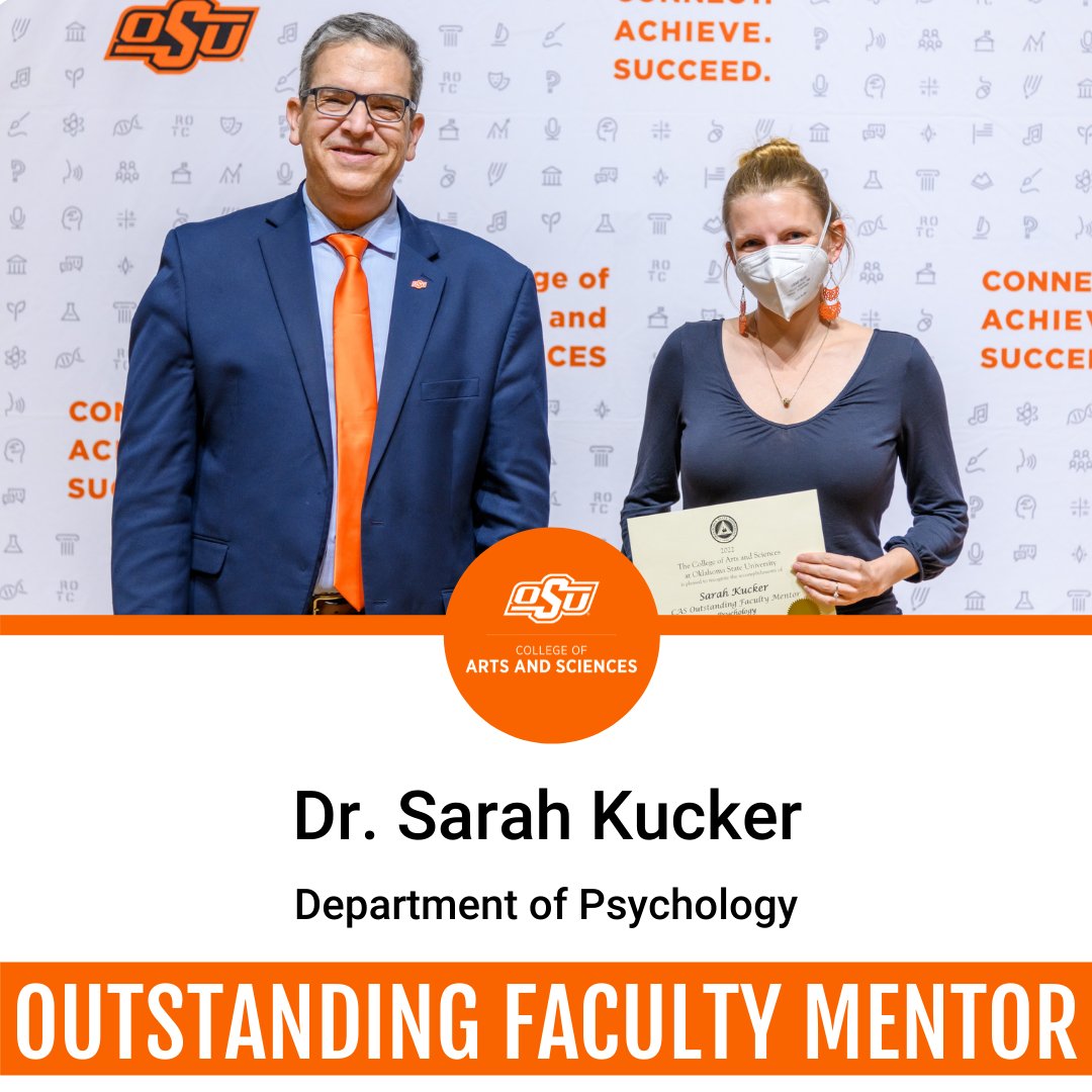 OkstateCAS's tweet photo. For this week's #FacultyFriday, we would like to recognize our faculty members who received awards at the annual CAS Awards Banquet. Dr. Matthew Cabeen received the CAS Distinguished Teaching Award and Dr. Sarah Kucker received the CAS Outstanding Faculty Mentor Award. Congrats! https://t.co/SQCWkwW80C
