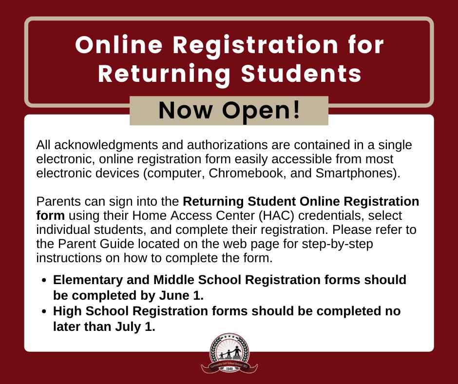 ThompsonD303's tweet photo. 💻 Online registration for returning students is now open! Click here to start: https://t.co/KKcucDvQm7
If you need help while registering, please contact the main office at 331-228-3100 https://t.co/HIof4uY4pe