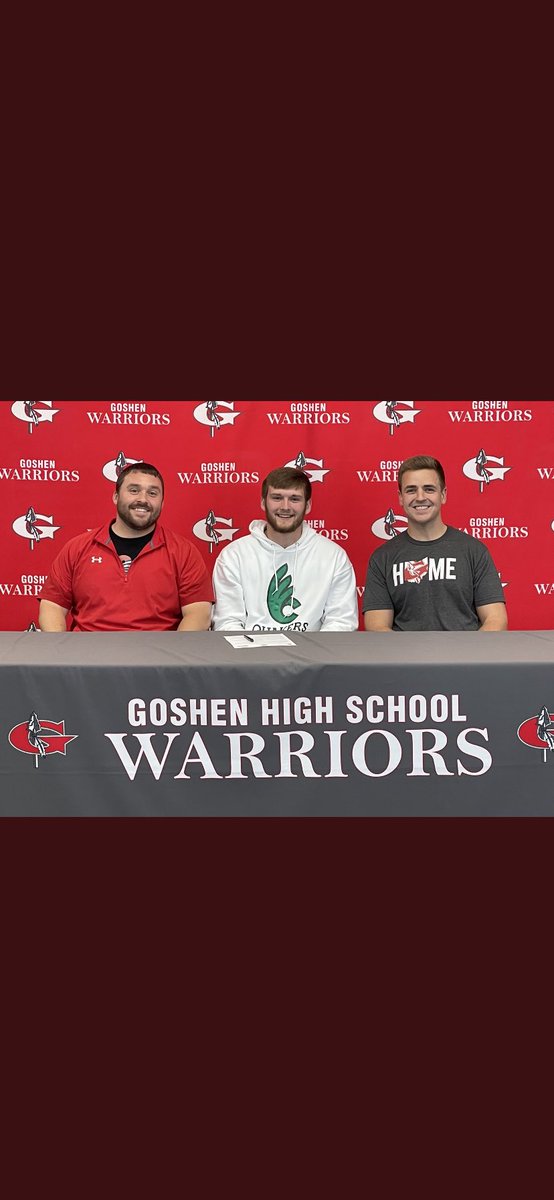 lovins_logan's tweet photo. Excited for this next chapter in life!!! Thank you to all my coaches, family, and friends for pushing me!!! #Quakers @CoachFilli @CoachSkibba @HaydenHThomas @GoshenWarriors @G_Miller53 @CoachOhnmeis @tyler_voth @Trout75 https://t.co/tLxWKOPJ8x