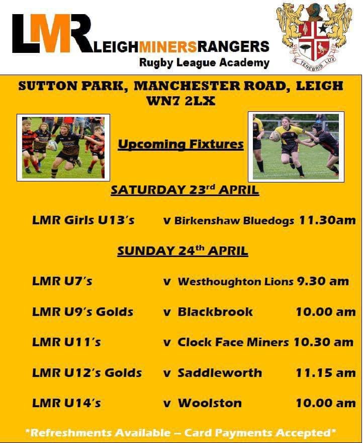 ⚫️🟡🏉Plenty of action at the Leigh Miners Rangers Academy this weekend - including NWC Cup action for our U12’s Golds team!🏉🟡⚫️