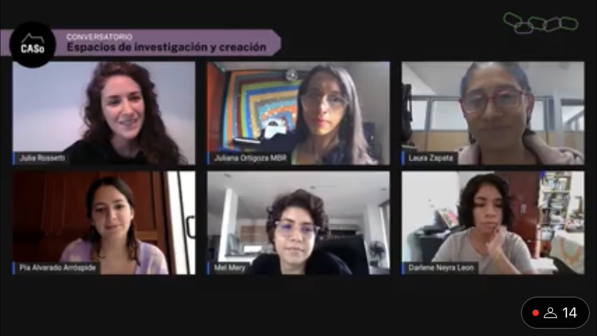 CasoMinga's tweet photo. Tercer conversatorio: Espacios de investigación y creación con Retama (PE) y Mujeres al borde del ruido (CO) moderadas por la querida Julia Rosetti de radio @CASoCNB ✨🎧🦾💻 ahora https://t.co/gOOoEtSP5M #gexlat @musexplat @En_TiempoReal @CasoMinga #sonoramúsicaefeminismos https://t.co/MtI8aYXGad
