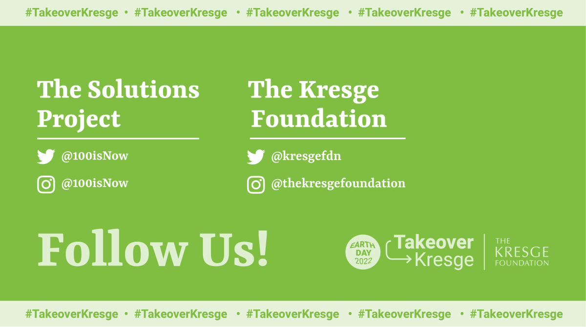 kresgefdn's tweet photo. A big thanks to @100isNow on #EarthDay for today's #TakeoverKresge. We are so proud to partner with you and support your work promoting climate solutions & amplifying the innovations of more than 100 grassroots grantees. @kresgenviro #LetsCreateTheFuture https://t.co/Xj7nINmGaM https://t.co/r9u9tWrxlB