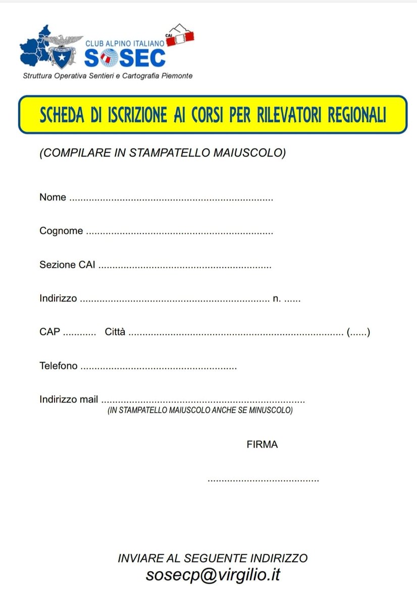cailanzo's tweet photo. 📱La SOSEC (Struttura Operativa Sentieri e Cartografia) organizza due corsi per rilevatori rete #escursionistica piemontese. La finalità è quella di preparare persone idonee alla rilevazione e alla ricognizione dei percorsi per aggiornare e monitorare
il catasto regionale. 
🔽 https://t.co/jVR1GgAKlY