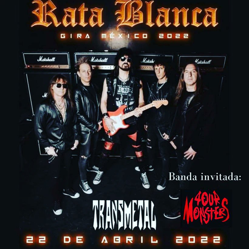 4ourmonsters's tweet photo. 🎸HOY toca cátedra con @RATABLANCAOFFIC @TRANSMETALMEXI5 🎸
¿Ya tienen sus boletos?
🤘🏼Apertura de puertas a las 7pm🤘🏼
#ratablanca #TRANSMETAL #fourmonsters #rockenespañol #metalenespañol #poderlatino #rockandroll #tour2022 #nexuspicks #donboleton #mexico #argentina #cdjuarez https://t.co/E63QxDnhuh