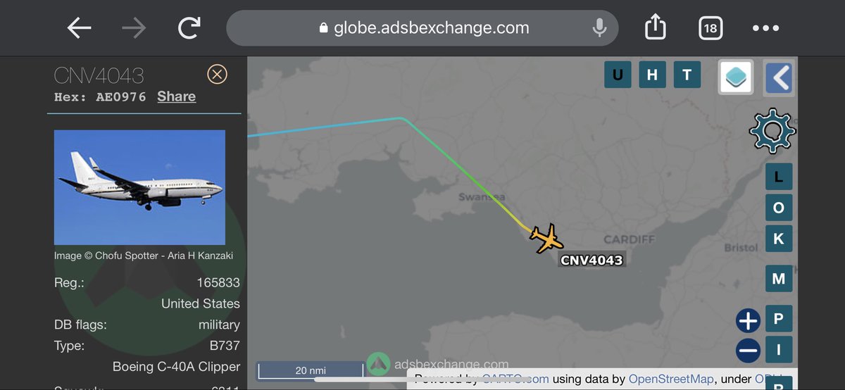 TheSnoopySnoop's tweet photo. #CNV4043 🇺🇸
C-40A Clipper #AE0976 165833 US Navy 😎 discreet livery 😎
Descending in to #Cardiff from NAS Oceana
#haveglass #planespotting #AvGeek #milair https://t.co/eDLj9TMbmx