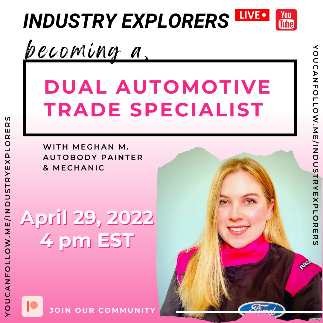 LIVE 4/29
Don't miss it! ow.ly/ZNv250IASML

#industryexplorers #careergoals #careers #college #students #careeradvice #jobseekers #genz #millennials #explorepage #millennial #explore #education #automotivespecialist #autobodypainter #mechanic #automotiveindustry #racecars