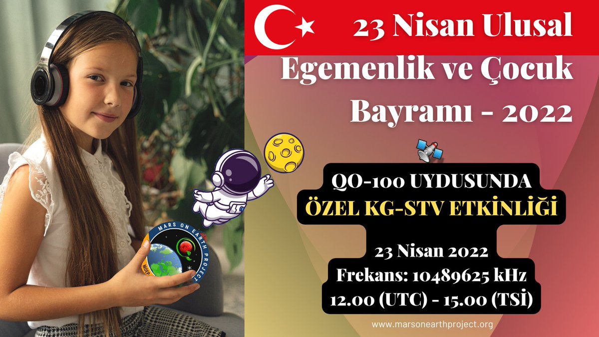 23 Nisan etkinlikleri kapsamında QO-100 uydusu üzerinde düzenleyeceğimiz özel KG-STV etkinliğine katılımınızı bekliyoruz. MoEP olarak; tüm çocukların 23 Nisan Ulusal Egemenlik ve Çocuk Bayramı'nı en içten dileklerimizle kutluyoruz. <a href="/qo100_sat/">QATAR Oscar-100</a> #qo100 #kgstv #23nisan