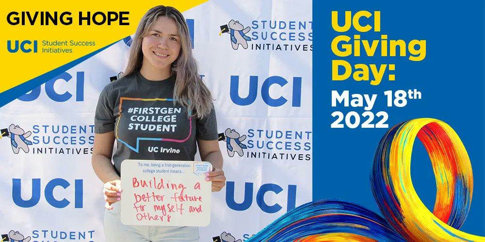 Show your support! #UCIGivingDay is Wednesday, May 18! On this special day, support underrepresented student populations at <a href="/UCIrvine/">UC Irvine</a> by giving a gift to Student Success Initiatives here: givingday.uci.edu/giving-day/561…