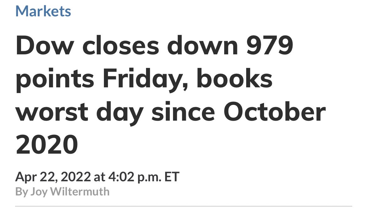 GADTheRose's tweet photo. DOW closes down 979 points Friday, books worst day since October 2020 ๐๐ฝ ๐ฉ Keep it ๐ OCT2020 CyCleS ๐คฆ๐ฝ So That Means Same as Last Time 2 years Ago #MOASSs incoming $AMC $GME $HYMC $BBBY $MULN $BBIG https://t.co/hf7GsTGBkw