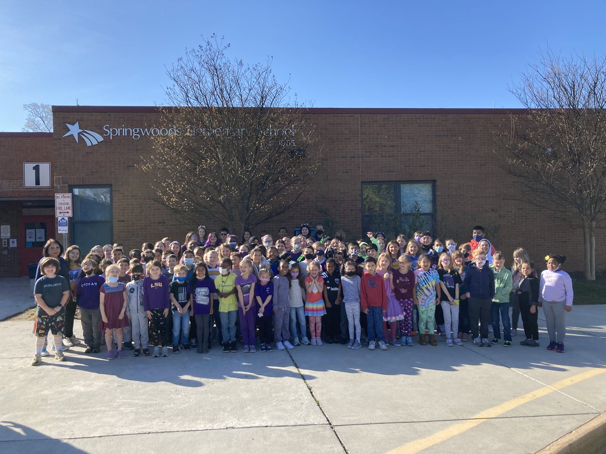 CounselorHanger's tweet photo. During the Month of the Military Child, Springwoods ES thanks our military-connected Eagles for their sacrifices and recommits to fully support their safety, as well as their  physical, social, and emotional well-being. #PurpleUpVirginia @VDOE_SESS @SPES_Eagles @PWCSNews https://t.co/kZCdW4OhkW