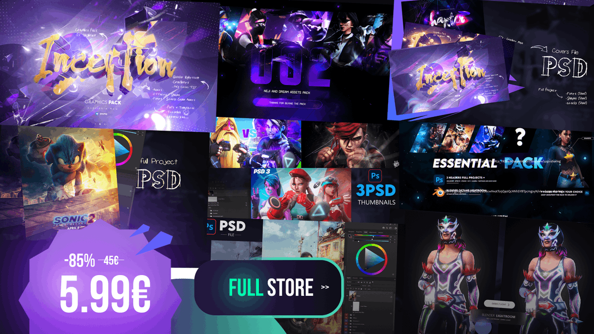 NejiDZN's tweet image. 🌟All of my store by 5.99€ 

- Offer Avalaible until 30 April - dm me to buy⚠️

- Like and retweet for a chance to win a free copy of all pack - "Winner every 30 retweets" 🎁🎁🎁