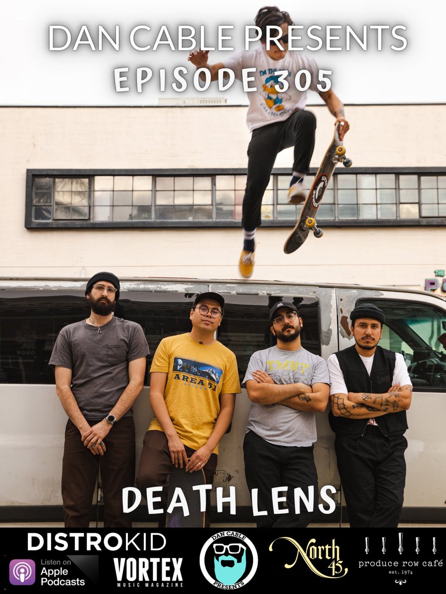 DanCable's tweet photo. Fuck yeah @DeathLensBand are on episode 305 of the podcast! @NettwerkMusic @vrtxmag @homeofchads
#musicpodcast #dancablepresents #deathlens #punk #skate https://t.co/Cz8JhjszCt