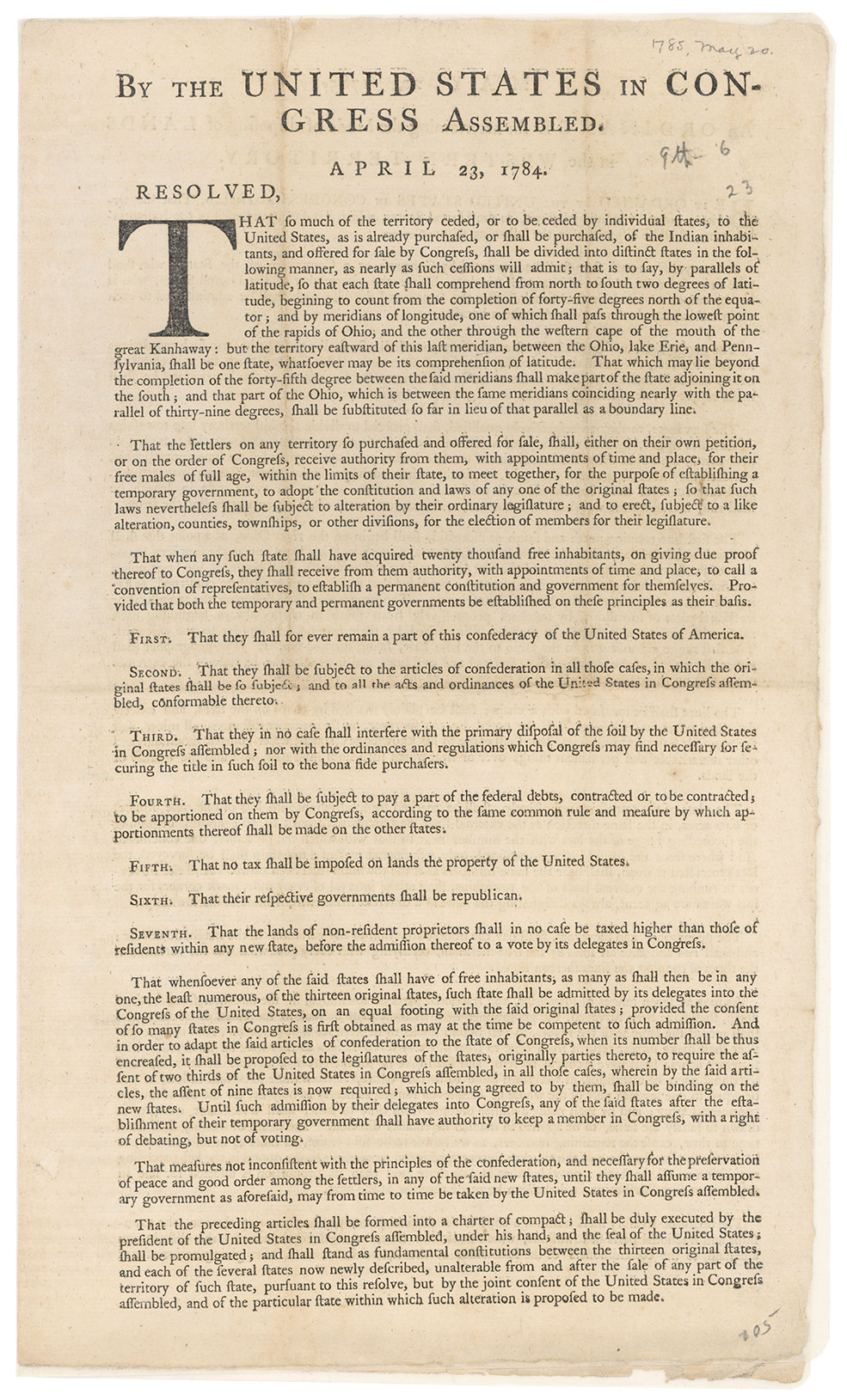 U.S. House History on Twitter "This copy of the Ordinance of 1784 is