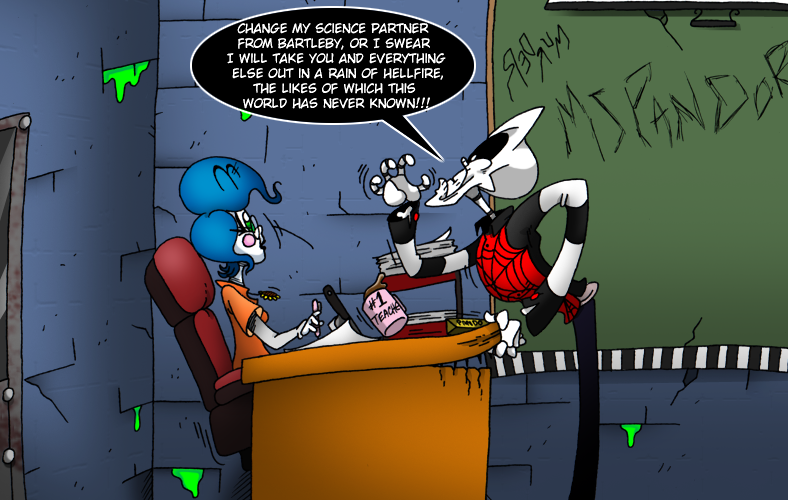 HSDeathParty's tweet photo. HSDP: 2-31b
#highschooldeathparty #horror #darkhumor #monsters #Ridley #Bartleby #MsPandora https://t.co/7WxWjB0DjX