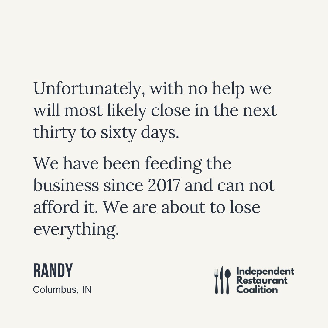 52% of restaurant owners who did not receive a RRF grant foresee closing their business within the next 6 months. Owners like Randy need the Senate to take initiative and address our industry’s crisis. #ReplenishRRF
