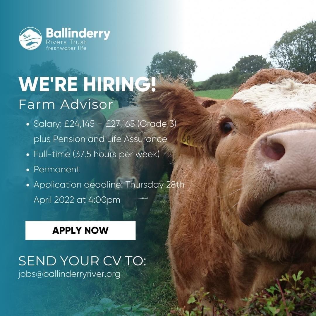 We’re recruiting a Farm Advisor to join our Agriculture and Land Management Team, who will focus on helping farmers protect water quality in the Ballinderry and Lough Neagh’s western-shore rivers.

To find out more about the role and how to apply visit theriverstrust.org/about-us/caree…