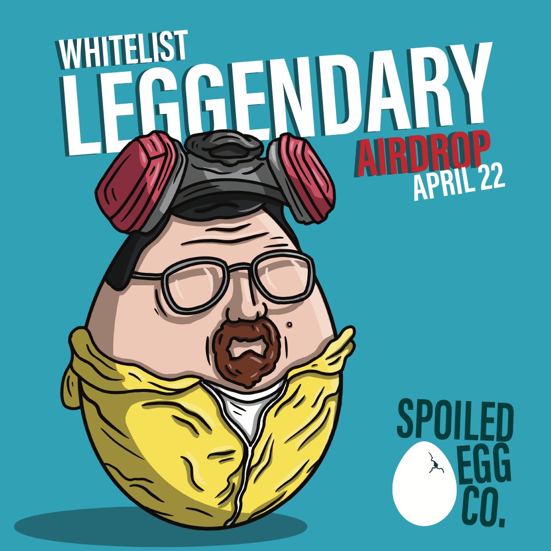 Minting will be closed at 8:00 PM CST TODAY! Make sure to mint on spoiledeggco.com before then!

All Minted Egg Holders will enter the Raffle to win the Leggendary Heisenegg!

#NFT #NFTCommunity #NFTGiveaway