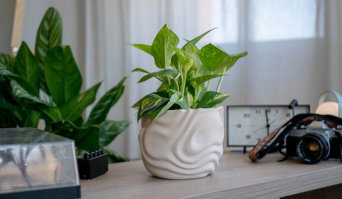DesktopMetal's tweet photo. Happy #EarthDay! Did you know, 15B trees are harvested each year producing 84M tons of wood waste in the US alone? With Forust, we are striving for alternative sustainable ways to make wood parts by #3Dprinting upcycled tree waste to create products - like these unique planters. https://t.co/auobwB1GYr