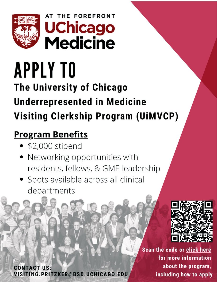 🗣⚠️🗣Attention rising MS4s @UChicagoGME and @UChiPritzker have launched a UiM Visiting MS4 Clerkship scholarship at @UChicagoMed. Please fill out an application and come see what makes us the best place to train! #MedTwitter @SNMA @LmsaNational #amec2022