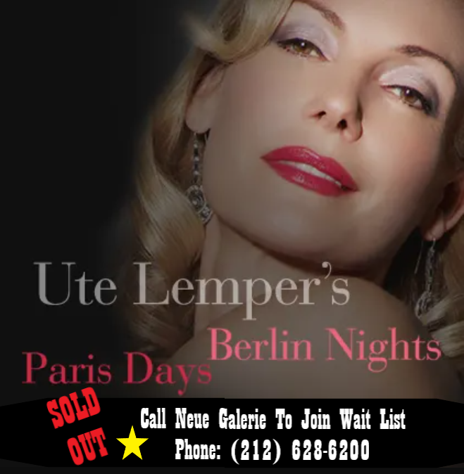 UteLempersMusic's tweet photo. TOUR DATE: 5th- 7th May 2022
New York, NY
Berlin Days / Paris Nights
Neue Galerie,
1048 Fifth Avenue NY 10028, United States
Time: 7:00pm
(See Message Below)
#utelemper #nyc #livemusic #NY #livemusic @NeueGalerieNY #tryforreturns #waitlist #NYconcert https://t.co/yoPacZv5Vt