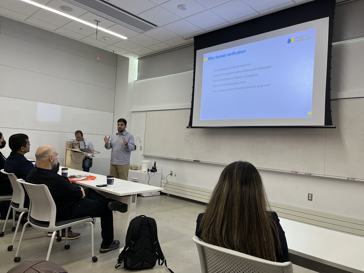 Champaign Blockchain Meetup @UIResearchPark event for April with @rv_inc presenting at the #IllinoisBlockchainSummit. Thanks @giesbusiness and @uofigrainger for inviting us to be a part of it!

#Blockchain #formalverification