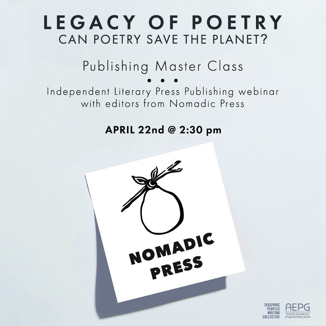 TODAY AT 2:30PM!

Legacy of Poetry keeps rolling along with a special master class presentation with @NomadicPressOak 

For more details and this event and others throughout Legacy of Poetry visit:
👉 sjsu.edu/legacyofpoetry/