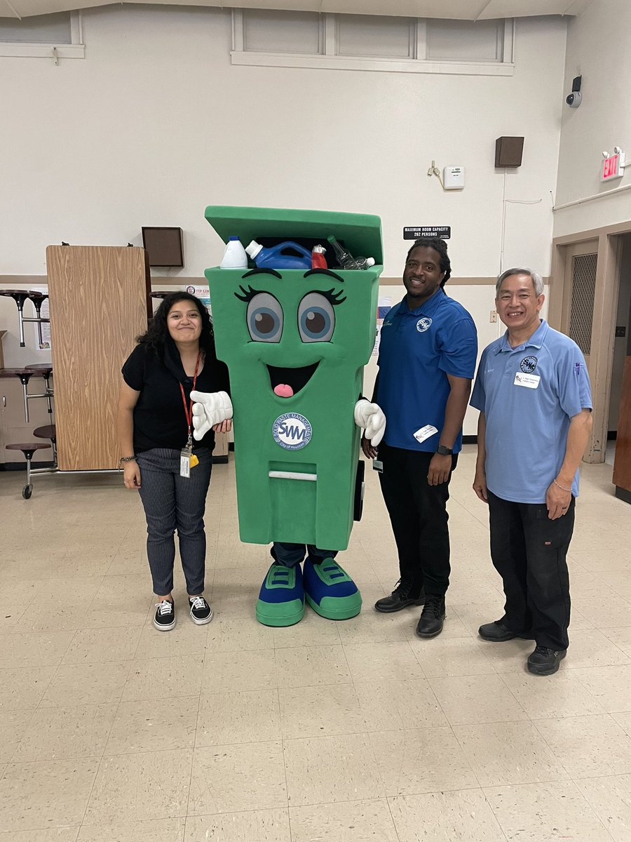 We even had a special appearance from their recycling bin mascot! ♻️ Thank you Solid Waste Management Dept. for an engaging presentation!