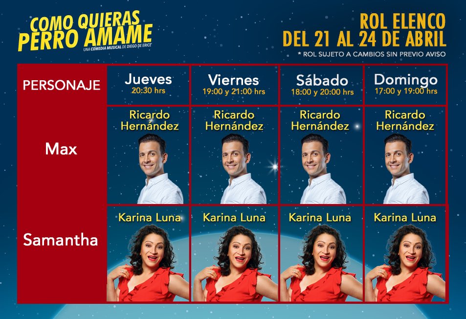 En el #Amor siempre se vale darse una oportunidad...  Quiero que seas dueña de mi Corazon este fin de semana con <a href="/_ricardosoy/">Ricardo Ache</a> #KarinaLuna en <a href="/PerroAmameMx/">Como Quieras Perro Ámame</a> 
Boletos 🎟
bit.ly/BoletosPerro