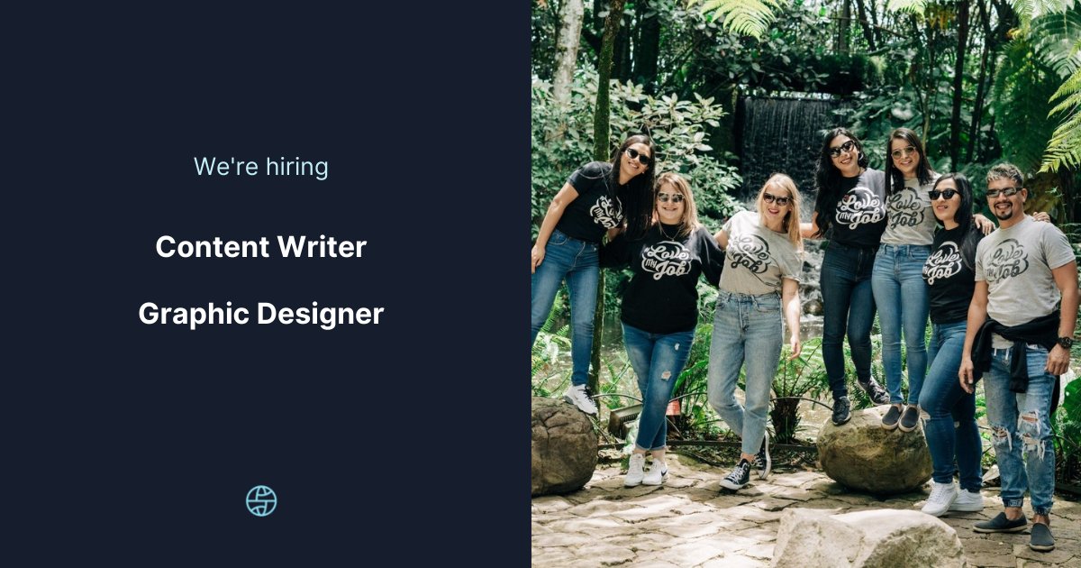 Our team is still growing! We have two new creative roles open. If you're a Graphic Designer or Content Writer looking for a great adventure, look no further. We would love to hear from you. 

Apply here: remotecompany.com/jobs