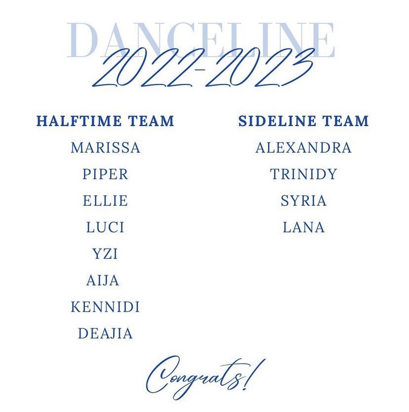 Congratulations! See you next Wednesday at 2:40 for uniform fittings!