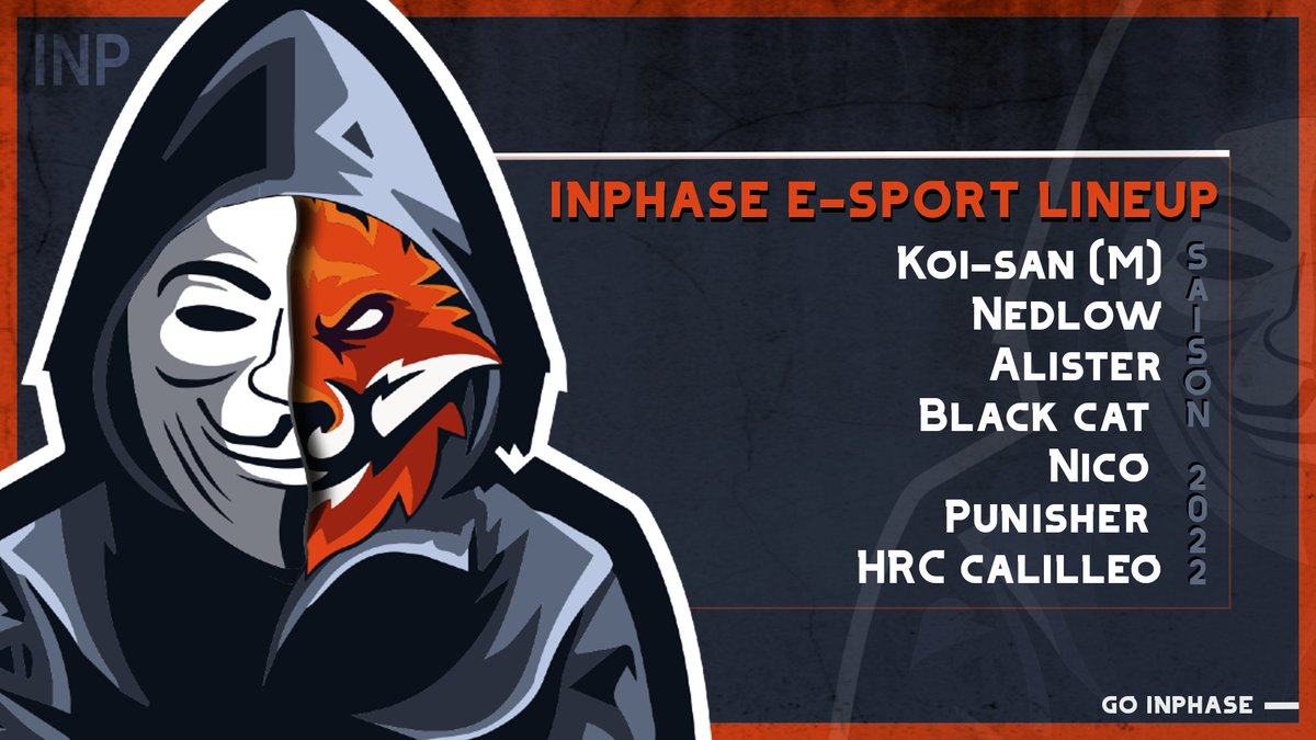 Bonsoir à tous

Après un long moment d'absence, voici la MAJ de notre lineup pour les prochaines compétitions. 🔥

Win ce soir en <a href="/EMAGINE_GAMING/">E-MAGINE GAMING</a> Ranking contre <a href="/BlackNightClub4/">Black Night Club</a> 
GG a eux. GL pour la suite 🙏

#GOINPHASE 💪