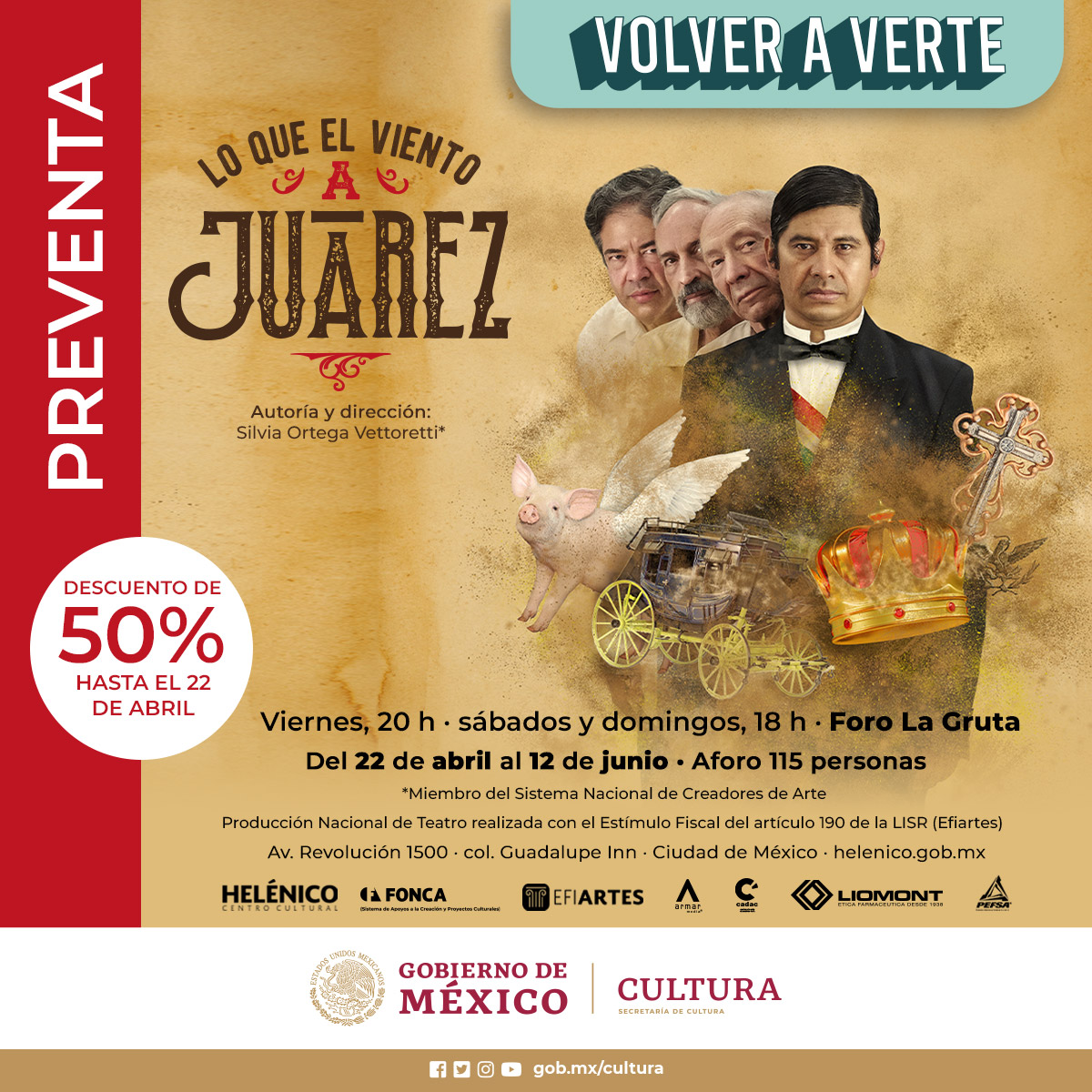 ¿Qué pasaría si el hombre de confianza de Juárez le fallara? Sé parte del estreno de #LoQueElVientoAJuárez. Hoy último día de preventa.

📅 Vie. 20 h • Sáb. y Dom 18 h ⌚ <a href="/VientoaJuarezMX/">Lo que el viento a Juárez</a>
🎟  bit.ly/3uV2mWA