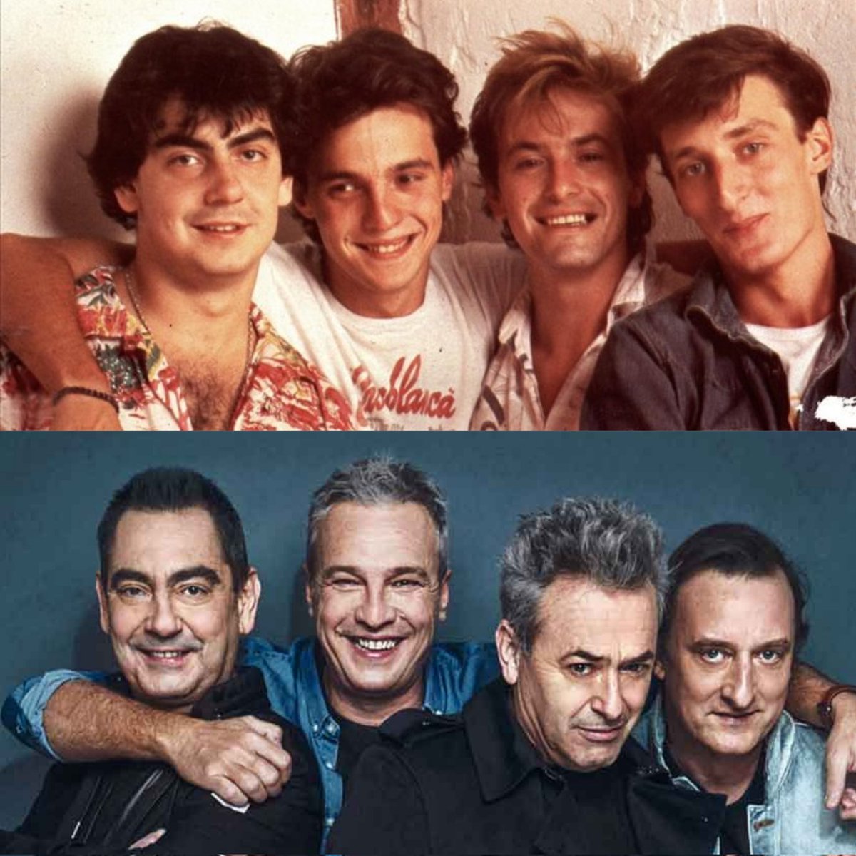 Two pictures taken just under 4 decades apart #HombresG are soon going to celebrate their 40-year anniversary They've been through thick and thin together, so much so that one can not describe them as just band-mates, but as brothers Here's to many more 🥳