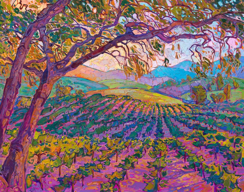 ErinHansonArt's tweet photo. Fresh off the Easel!
Vines at Dawn
by Erin Hanson, 2022
40 x 50 in
Rolling hills of cultivated grapevines create layers of colors in the landscape in this painting of California wine country.
https://t.co/fGeNAXvLyC
#ErinHanson #FreshofftheEasel #OriginalArt https://t.co/YIsfBeFYss