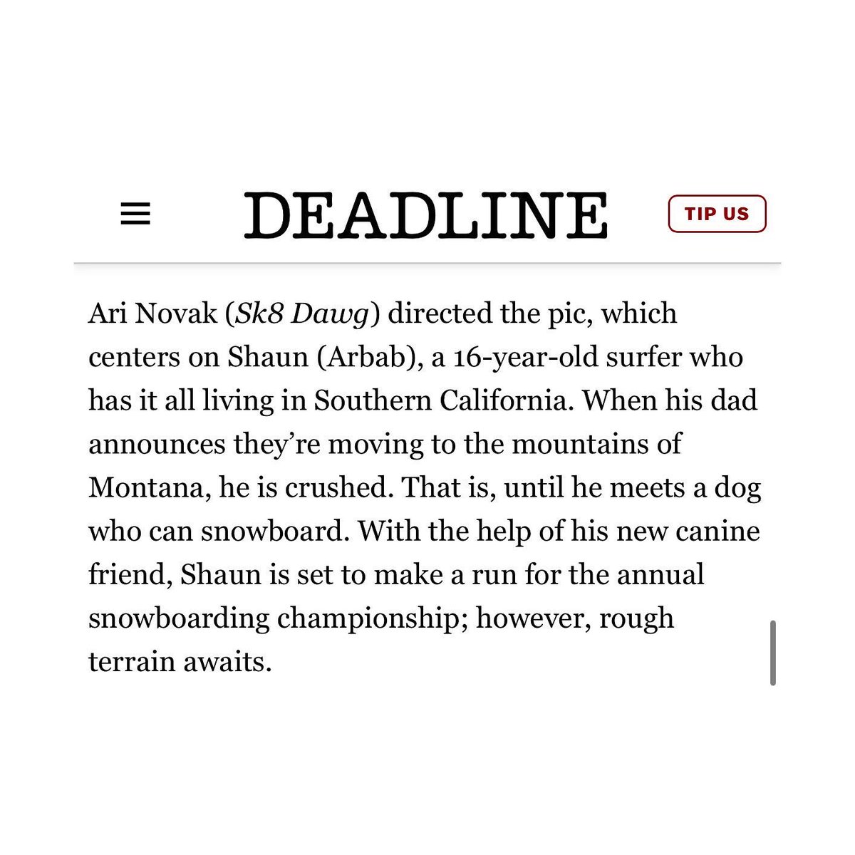 cats out of the bag !! So excited to announce that i will be leading the new @lionsgate @pixiumfilm @20thcenturystudios film “Powder Pup” directed by the insanely talented @dasnovak . So blessed and humbled to have this opportunity. #movie #powderpup #gh #ftwd