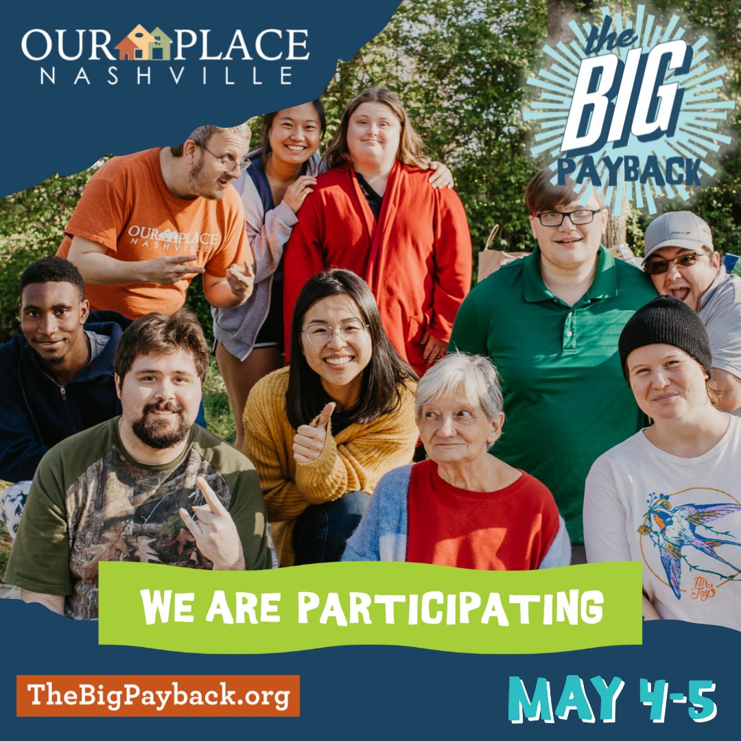 OurPlaceNash's tweet photo. Getting Ready for the #BigPayback this year! We hope you will join us on May 4th and 5th and support our efforts to create affordable housing communities for folks with developmental disabilities! https://t.co/5C7P68gJim