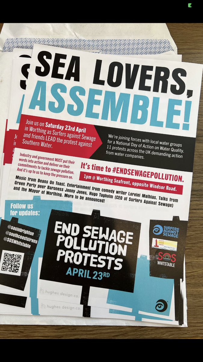 vicki4labour's tweet image. 👉Those marvellous sea lovers - @sascampaigns invite you to the protest at #Worthing seafront opposite Windsor Rd at 1pm tom to stop the continued raw sewage pollution of our local waters. 🌊 🦠

@WorthingCan @WorthingWestCLP 
#EndSewagePollution #CleanSeasPlease