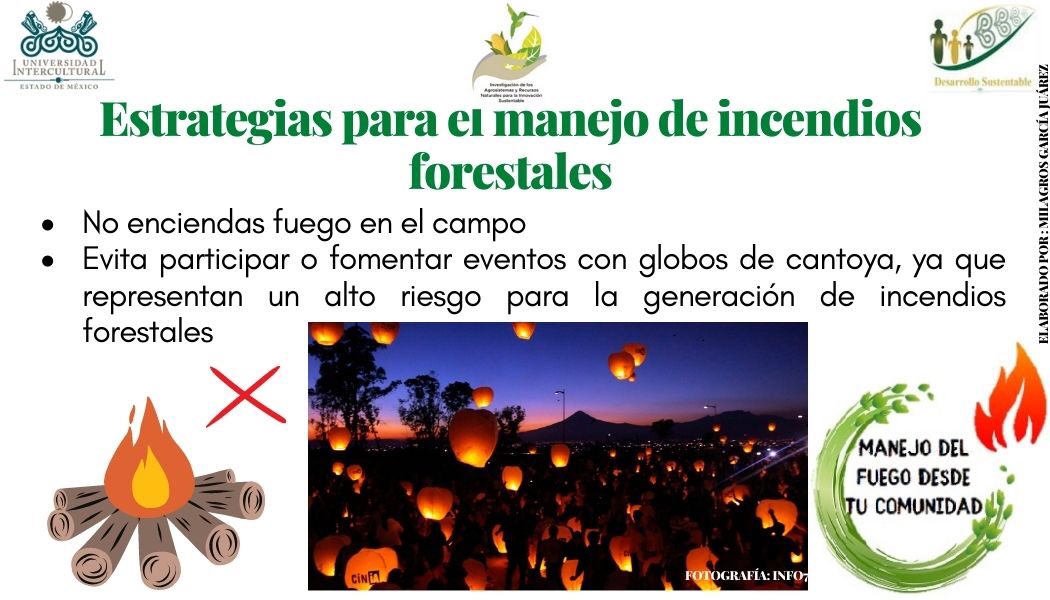 UIEMOficial's tweet photo. La licenciatura en Desarrollo Sustentable, durante esta temporada de incendios, te invita a consultar el programa de difusión "Manejo de fuego desde tu comunidad", a cargo de la estudiante de octavo semestre Milagros García Juárez" #NoQuema https://t.co/i3zMJdUupY