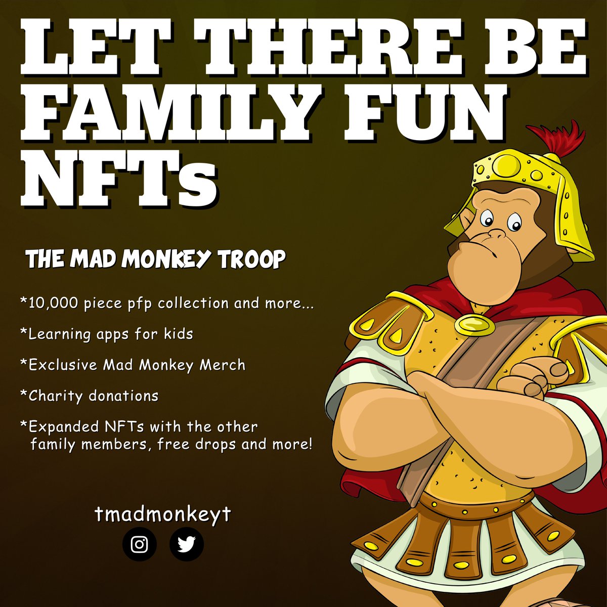 TMadMonkeyT's tweet photo. Here is a little overview of what Kensie and I have come up with for our #roadmap. #TMMT isn't just fantastic looking pfp's :)
#TheMadMonkeyTroop #nftpfp #familyfunNFT #NFTcommunity #monkeys #NFTcollection https://t.co/vH7JaX2ocm