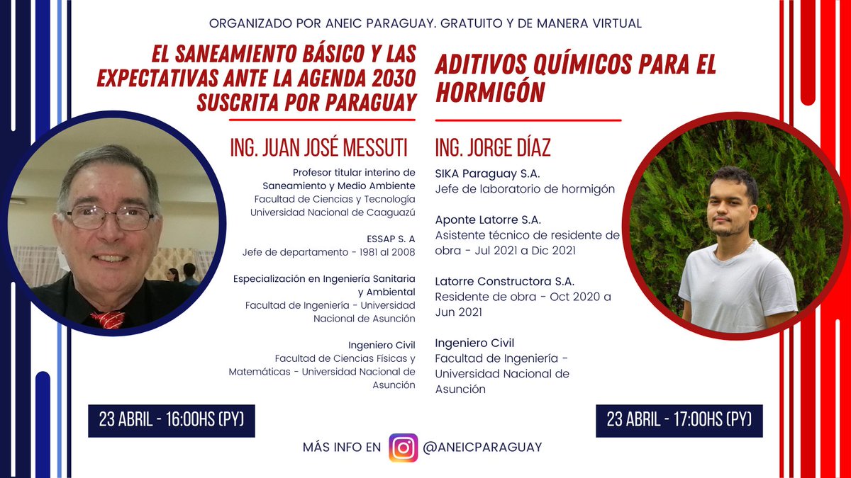 Mañana a las 14:00hs comienza el CICLO DE CHARLAS TÉCNICAS 🤩🤩Organizado por ANEIC Paraguay, éstas son las charlas que te esperan! Inscribite en: bit.ly/CCT2022