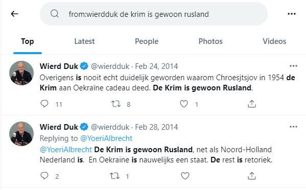 Weten we het nog? Poetin annexeerde de Krim in Februari 2014. En dit was de reactie van Wierd Duk.
