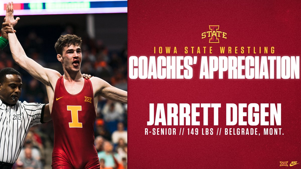 CycloneWR's tweet photo. Coming back for a sixth year, he never backed down from a challenge and helped turn the program around.

@jarrettdegen wins the Coaches' Appreciation Award!

#RightNow🌪️🚨 https://t.co/RsqQibEKXu