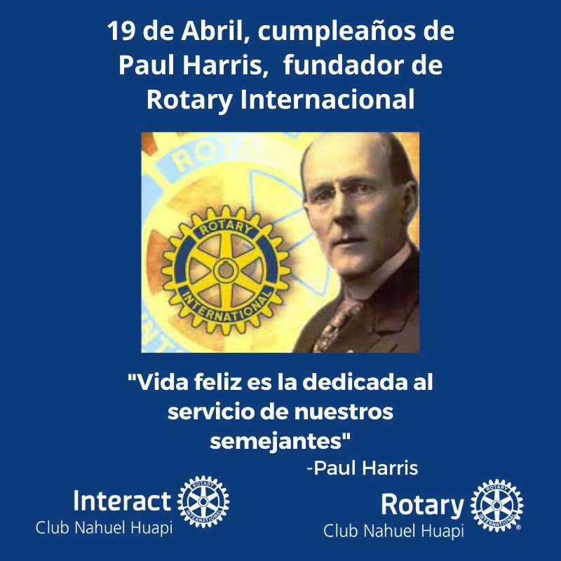 Interact_NH_'s tweet photo. Ayer, 19 de abril, fue el cumpleaños de Paul Harris, fundador de #Rotary⚙️💙
@RHuapi https://t.co/Rhz8jxDtYT