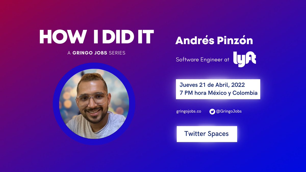 GringoJobs's tweet image. #HowIdidIT is back! 💥

Mañana en Twitter Spaces platicaremos con @andrestntx, ex. Engineer Lead de Rappi quien se acaba de unir al equipo de Ingeniería de Lyft🚙