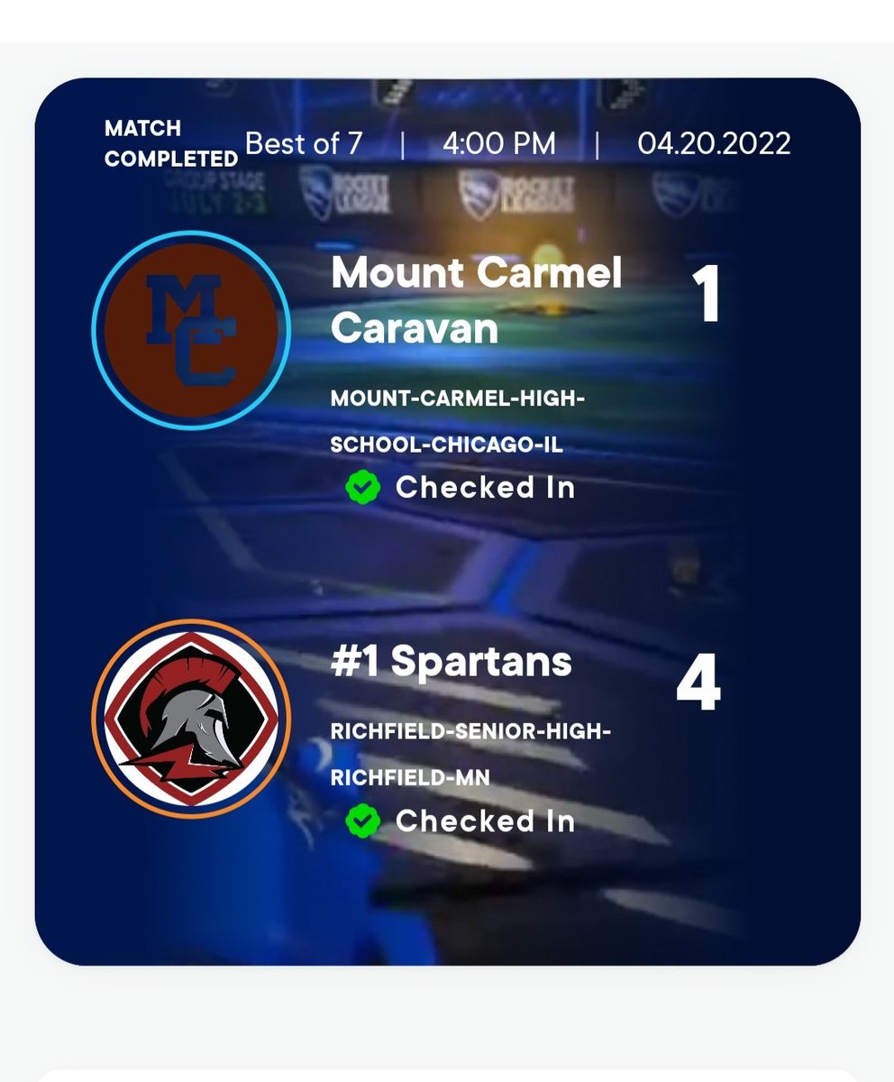 frielmath's tweet image. Our 24th ranked RL team advancing to the Central Region sweet 16 with win over 9th ranked team from Chicago! Year 1 of esports at RHS off to a great start!