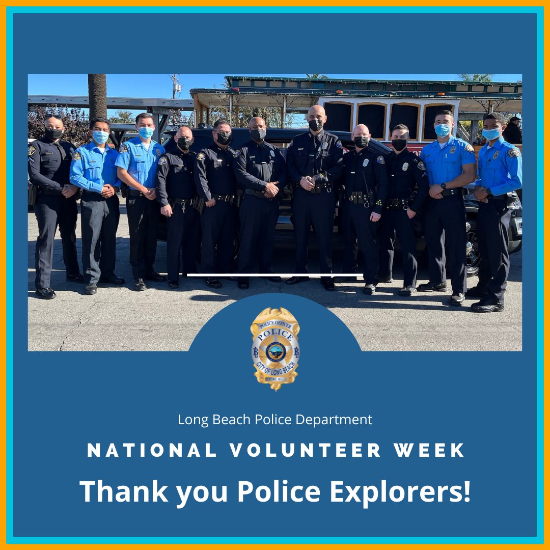 LBPD's tweet image. As part of #NationalVolunteerWeek, we'd like to recognize our hardworking #LBPDExplorers who go above and beyond to serve our #LongBeach community! 💙  

Interested in joining the Explorers Program?! Applications are due TODAY! For more information ➡️  bit.ly/LBPDExplorers