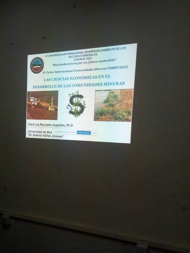 YordanisTorres4's tweet photo. Da apertura el IV Taller de Comunidades Mineras en la @UniversidadMoa con la Conferencia Magistral Titulada: Las Ciencias Económicas en el Desarrollo de las Comunidades Mineras impartida por: Dra. C. Clara Luz Reynaldo Arguelles.
"Haciendo ciencia por un futuro sostenible" https://t.co/BEGsMS1pPP