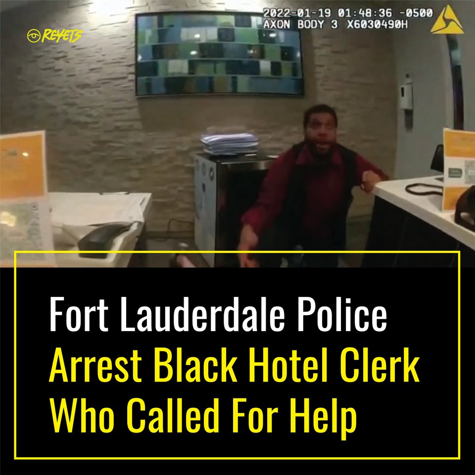 reyets's tweet photo. Fort Lauderdale police arrested a black hotel clerk who called for help. A new body camera video released by the Fort Lauderdale Police Department shows officers pushing a Black hotel employee before arresting him.
#reyets #socialjustice #blm https://t.co/TXqCYy33iV