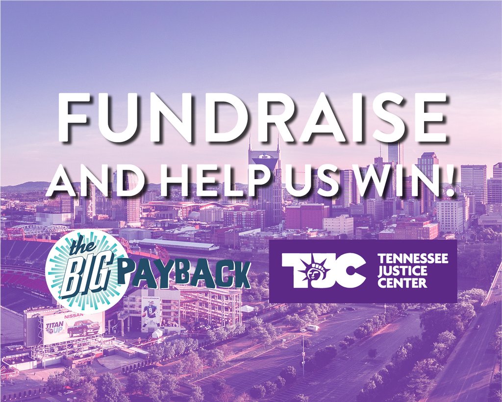 TNJusticeCenter's tweet image. 2 weeks until #BigPayback! Help TJC accomplish our Big Payback goals by starting a peer-to-peer fundraiser! Share with friends, family, and followers to help TJC meet our goals in this 24-hour fundraising event! Click the link and select start a fundraiser l8r.it/lwcl
