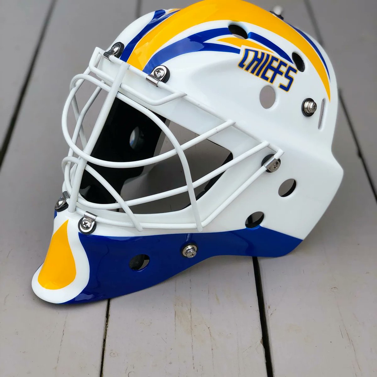 KJBruins's tweet photo. The WNHL Championship is this Friday at 7pm at the Welland Arena. ironclad custom paint by @colin_nun has donated a $250 Discount Gift Certificate for helmet designs for our raffle table to support @TheHopeCentre for Goalie or Motorcycle Designs https://t.co/KtTzQMB4dI